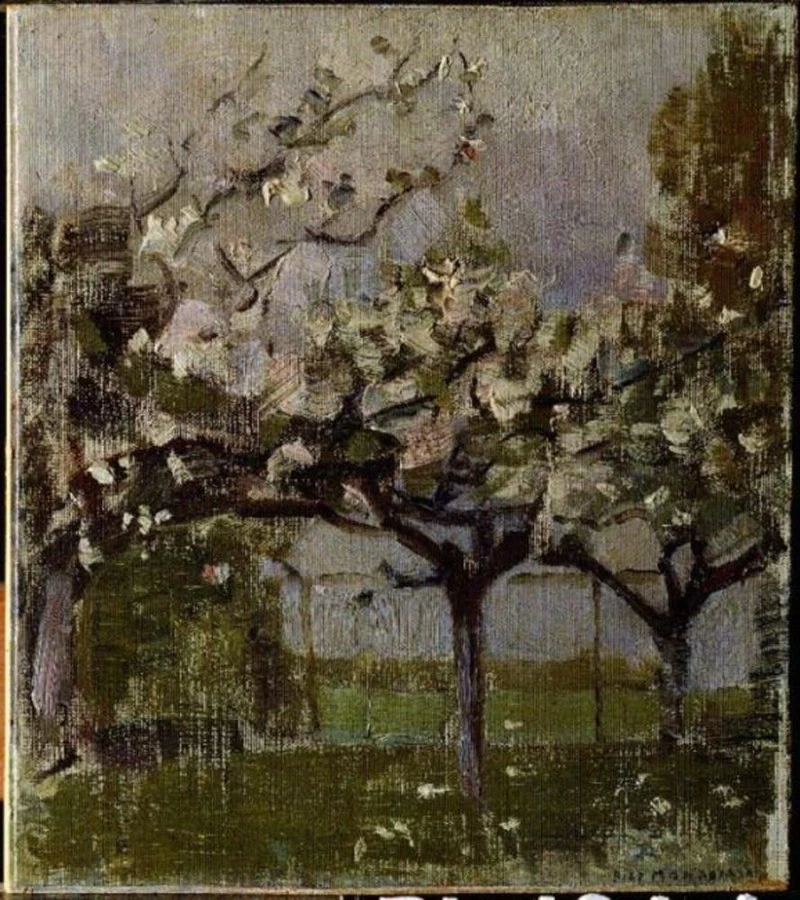 Alberi in fiore prima di un pagliaio - Kunstmuseum Den Haag